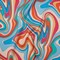 1 Yard Charmeuse Silk Retro Swirl Print Fabric Italian Made Blue, Orange & Pink 53 Inch Width